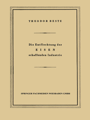 cover image of Die Entflechtung der Eisen schaffenden Industrie